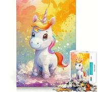 Puzzle Unicorno Arcobaleno da 1000 pezzi per adolescenti, per rafforzare la memoria, rilassante e divertente, con bordi lisci e la lista dei desideri di Babbo Natale (50x75cm)