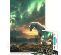 Puzzle Unicorno Aurora Boreale da 1000 pezzi,gioco creativo per sviluppare le capacità di incastro,pezzi che non si staccano,attività per rafforzare i legami affettivi (50x75cm)