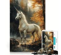 Puzzle Unicorno Bianco nella Foresta per Ragazzi,1000 Pezzi,Gioco di Sviluppo Mentale,Dimensioni Uniformi,Pezzi Precisi,Divertimento in Famiglia,Attività Serale (38x52cm)