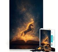 Puzzle "Unicorno che emerge da un libro" da 1000 pezzi,gioco di costruzione che mette alla prova la concentrazione,montaggio sicuro e stabile,divertimento in casa durante le vacanze (38x26cm)