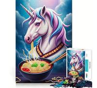 Puzzle "Unicorno che mangia ramen di notte" - 1000 pezzi - Gioco per lo sviluppo delle capacità cognitive - Superficie liscia e priva di sbavature - Attività rilassante di gruppo al chiuso (38x52cm)