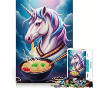 Puzzle "Unicorno che mangia ramen di notte" per adulti,1000 pezzi,gioco di memoria,montaggio sicuro e stabile,gioco significativo per costruire connessioni (50x75cm)