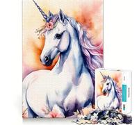 Puzzle Unicorno con Fiori da 1000 pezzi per adolescenti,divertente per stimolare la mente,con pezzi di dimensioni uniformi e precisi,ideale per attività di gruppo rilassanti al chiuso (38x26cm)