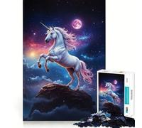 Puzzle "Unicorno nel cielo notturno" da 1000 pezzi,gioco di concentrazione mentale,tagli di precisione,bordi lisci,attività rilassante per serate tranquille (38x26cm)