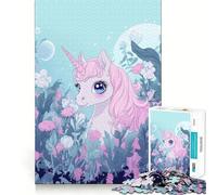 Puzzle Unicorno nel Giardino Fiorito,1000 pezzi,gioco di concentrazione mentale,tagli di precisione,bordi lisci,attività coinvolgente per serate tranquille (50x75cm)