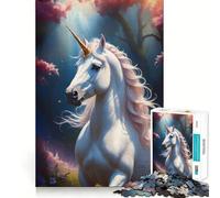 Puzzle Unicorno nella foresta da 1000 pezzi,gioco cognitivo divertente,taglio di alta precisione, alleviare lo stress (38x52cm)