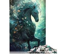 Puzzle Unicorno Nero Premium 100% in Cartone Riciclato per Bambini e Adulti dai 12 Anni in su, Regalo di Natale 1000 pezzi (75x50 cm)