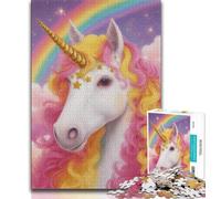 Puzzle unicorno rosa per adolescenti, puzzle da 1000 pezzi, giocattolo educativo ideale come regalo per tutta la famiglia (75x50cm)