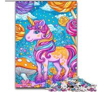 Puzzle Unicorno Rosa per Adulti 1000 Puzzle, Antistress per Ammazzare il Tempo in Casa con Poster Abbinato e Foglio di Quiz (26x38cm)