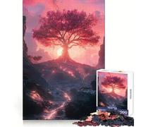 Puzzle Unity con paesaggio al tramonto e albero rosa 1000 pezzi per adulti ideale per lo sviluppo delle capacità cognitive un'attività rilassante e un'occasione per creare un'atmosfera magica