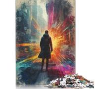 Puzzle Uomo che affronta un futuro luminoso, materiali ecologici, 100% cartone riciclato, per donne e uomini, 1000 pezzi (38x26 cm)
