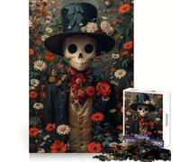Puzzle "Uomo scheletro tra le rose" per ragazzi, 1000 pezzi, gioco di logica fine, passatempo rilassante, bordo netto, pezzo da collezione 38x52cm