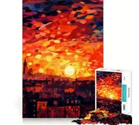 Puzzle Urban Sunset da 1000 pezzi,gioco creativo per sviluppare le capacità cognitive,componenti robusti e facili da tagliare,ideale da portare in viaggio,gioco per allenare la mente (38x26cm)