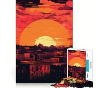 Puzzle Urban Sunset da 1000 pezzi,gioco creativo per sviluppare le capacità cognitive,componenti robusti e facili da tagliare,ideale da portare in viaggio,gioco per allenare la mente (38x52cm)