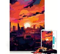 Puzzle Urban Sunset da 1000 pezzi,gioco per lo sviluppo delle capacità cognitive,superficie liscia e priva di sbavature,attività rilassante di gruppo al chiuso (38x26cm)