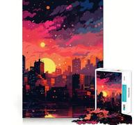 Puzzle Urban Sunset da 1000 pezzi per adolescenti stimola la mente,divertente,con taglio di alta precisione,attività creativa rilassante e pausa rigenerante (38x52cm)