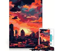 Puzzle Urban Sunset da 1000 pezzi per ragazzi,gioco di concentrazione mentale,bordi lisci e tagliati con precisione,perfetto come regalo di Natale (38x52cm)