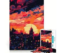 Puzzle Urban Sunset per ragazzi,1000 pezzi,gioco stimolante per la mente,montaggio sicuro e sicuro,attività per rafforzare i legami affettivi (50x75cm)