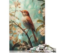 Puzzle Usignolo su Ramo con Fiori Immagini Personalizzabili Puzzle 100% Cartone Riciclato per Adulti Adolescenti 1000 Pezzi (75x50cm)