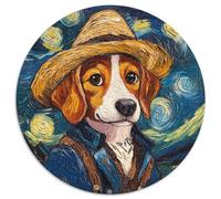 Puzzle Van Gogh Beagle da 1000 pezzi, puzzle rotondo da 1000 pezzi, ideale per gli innamorati, perfetto come regalo di Natale, Capodanno e San Valentino (67,5x67,5cm)