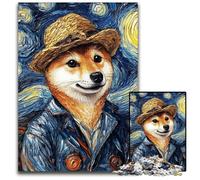 Puzzle Van Gogh Shiba Inu da 1000 pezzi per adulti. Puzzle difficili per adulti. Attività da fare a casa per feste, compleanni e serate di giochi in famiglia. Dimensioni: 26X38CM/10,23x14,96 pollici.