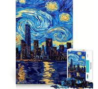 Puzzle Vangogh City da 1000 pezzi,gioco di concentrazione mentale,design a incastro preciso,sfida interattiva per il cervello per la casa (50x75cm)