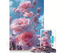 Puzzle Vaporwave con rose rosa da 1000 pezzi per adulti, rompicapo rilassante, immagine da assemblare, oggetto da desiderio di Babbo Natale (38x52cm)