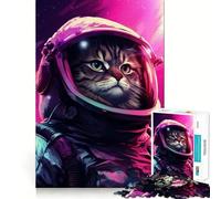 Puzzle Vaporwave Gatto Astronauta da 1000 pezzi per adulti,gioco di memoria,incastro perfetto,senza spazi vuoti,attività rilassante per la pausa mentale (38x26cm)
