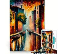 Puzzle Venezia a colori per ragazzi,1000 pezzi,stimola la mente,divertente,con componenti robusti e ben definiti,un'attività di gruppo emozionante (38x26cm)