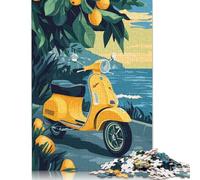 Puzzle Vespa gialla sul mare, decorazione unica per la casa, puzzle di cartone premium per adulti e adolescenti, 1000 pezzi (75x50 cm)