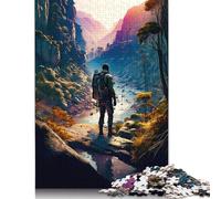 Puzzle "Viaggiatore solitario nella valle di montagna" - Puzzle di carta rettangolare per bambini e bambine, regalo per la festa del papà, 1000 pezzi (26x38 cm)