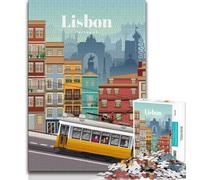 Puzzle "Viaggio a Lisbona" da 1000 pezzi per adulti, impegnativo da completare ma divertente e umoristico, unico arredamento per la casa e regalo 50x75cm