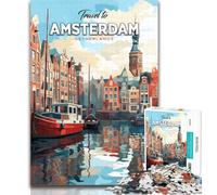 Puzzle Viaggio ad Amsterdam Puzzle 1000 pezzi per adolescenti, giocattolo educativo intellettuale decomprimente Regali di Babbo Natale segreto 26x38cm