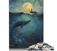 Puzzle "Viaggio al chiaro di luna" in cartone riciclato al 100%, decorazione unica per la casa, per bambini e bambine, regali di Halloween, 1000 pezzi (26x38 cm)