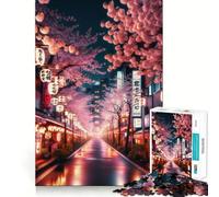 Puzzle "Viale dei ciliegi in fiore al neon" per adolescenti, 1000 pezzi, gioco di logica solido, divertimento rilassante, taglio di precisione, regalo speciale (38x52cm)