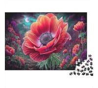 Puzzle Vibrant Red Anemone Under Crescent Moon 1000 Pezzi Sfidanti - Adulti Per, Rilassamento E Gioco Familiare Per Ideale, Parete Da Decorazione E Regalo 52x38cm/1000pcs