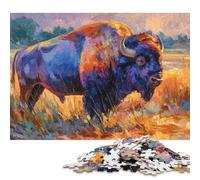 Puzzle vibrante "Bisonte nella prateria" da 1000 pezzi per adolescenti, regali, puzzle in legno per adulti, giochi educativi per la casa, giocattoli fai da te, 1000 pezzi (75x50 cm)