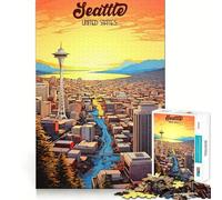 Puzzle vibrante di Seattle,1000 pezzi,divertente per allenare la mente,con componenti robusti e ben definiti,ideale per un piacevole svago in casa (38x52cm)