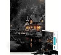 Puzzle "Villa invernale vintage" per adulti, 1000 pezzi, gioco intelligente, ideale per rafforzare i legami familiari, taglio preciso, regalo stagionale 38x52cm