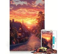 Puzzle "Villaggio al tramonto" per ragazzi, 1000 pezzi, stimola la memoria, ideale per il tempo libero, con bordi netti, un regalo perfetto 38x26cm