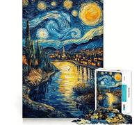 Puzzle "Villaggio nella Notte Stellata" da 1000 pezzi per ragazzi, gioco di abilità mentale, divertimento casual, design elegante, regalo 50x75cm