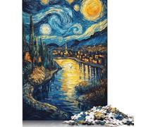 Puzzle Villaggio Notte Stellata Premium 100% Cartone Riciclato 100% Puzzle in Cartone Riciclato per Adulti dai 12 Anni in su Regalo di Natale 1000 pezzi (26x38 cm)