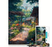 Puzzle "Villaggio sotto la pioggia" da 1000 pezzi,gioco di memoria,taglio di precisione,attività creativa interattiva per stimolare la mente a casa (50x75cm)