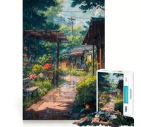 Puzzle "Villaggio sotto la pioggia" per ragazzi,1000 pezzi,stimolante per la mente,divertente,con componenti robusti e ben definiti,un'attività di gruppo emozionante (38x52cm)