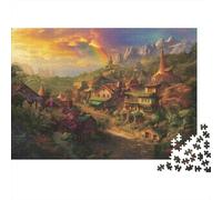 Puzzle Villaggio Tranquillo 1000 pezzi Materiale Riciclabile Paesaggio Autunnale per Anziani Aiuto Demenza Senile Regalo 52x38cm