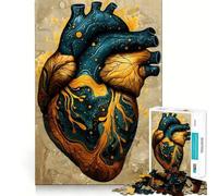Puzzle vintage a forma di cuore anatomico,1000 pezzi,gioco di abilità mentale,incastro stabile,parti che non si spostano,passatempo divertente per i lunghi weekend (38x52cm)