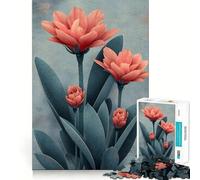 Puzzle vintage a forma di fiore di cactus,1000 pezzi,divertente da giocare,senza sbavature,con tagli precisi,portatile,ideale per i viaggi (38x26cm)