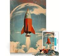 Puzzle vintage a forma di razzo spaziale,1000 pezzi,gioco per lo sviluppo delle capacità cognitive,superficie liscia e priva di sbavature,rilassante attività di gruppo al chiuso (38x52cm)