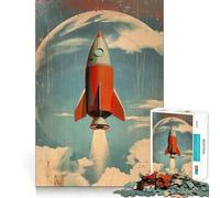Puzzle vintage a forma di razzo spaziale da 1000 pezzi,gioco di abilità mentale,incastro stabile,parti che non si spostano,passatempo divertente per i lunghi weekend (50x75cm)