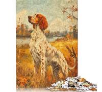 Puzzle vintage a olio di Setter inglese, puzzle premium in cartone riciclato al 100%, per bambini e adulti dai 12 anni in su, regalo da 1000 pezzi (38x26 cm).